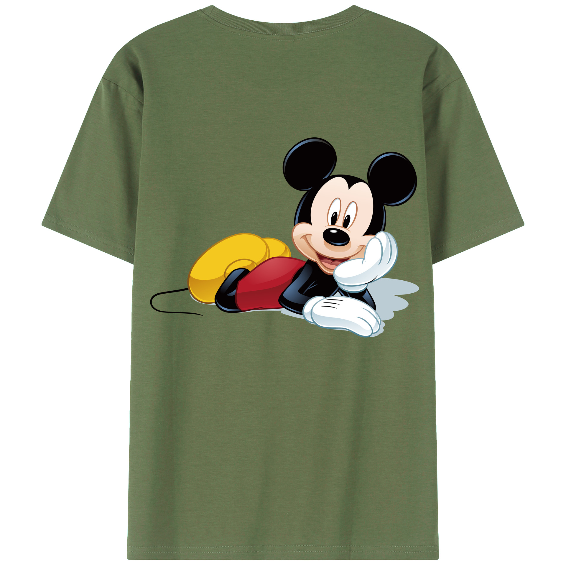 ミッキーマウス Mickey Mouse 綿100％ メンズ半袖Tシャツ（バックプリント） 通気性